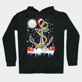 Christmas Lights Anchor Boating Sailing Funny Boat Xmas Gift Hoodie